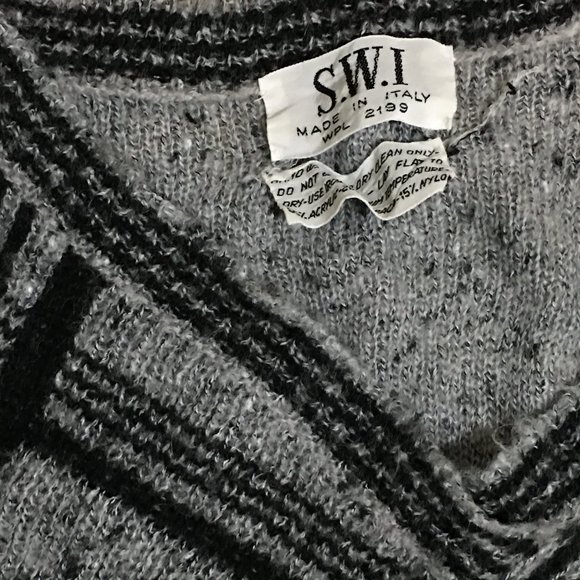 S.W.I. Clothing Gray & Black Wool Striped Women Sweater Vest - Small - Picture 2 of 4